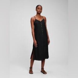 GAP Linen Blend Button Front Midi Dress